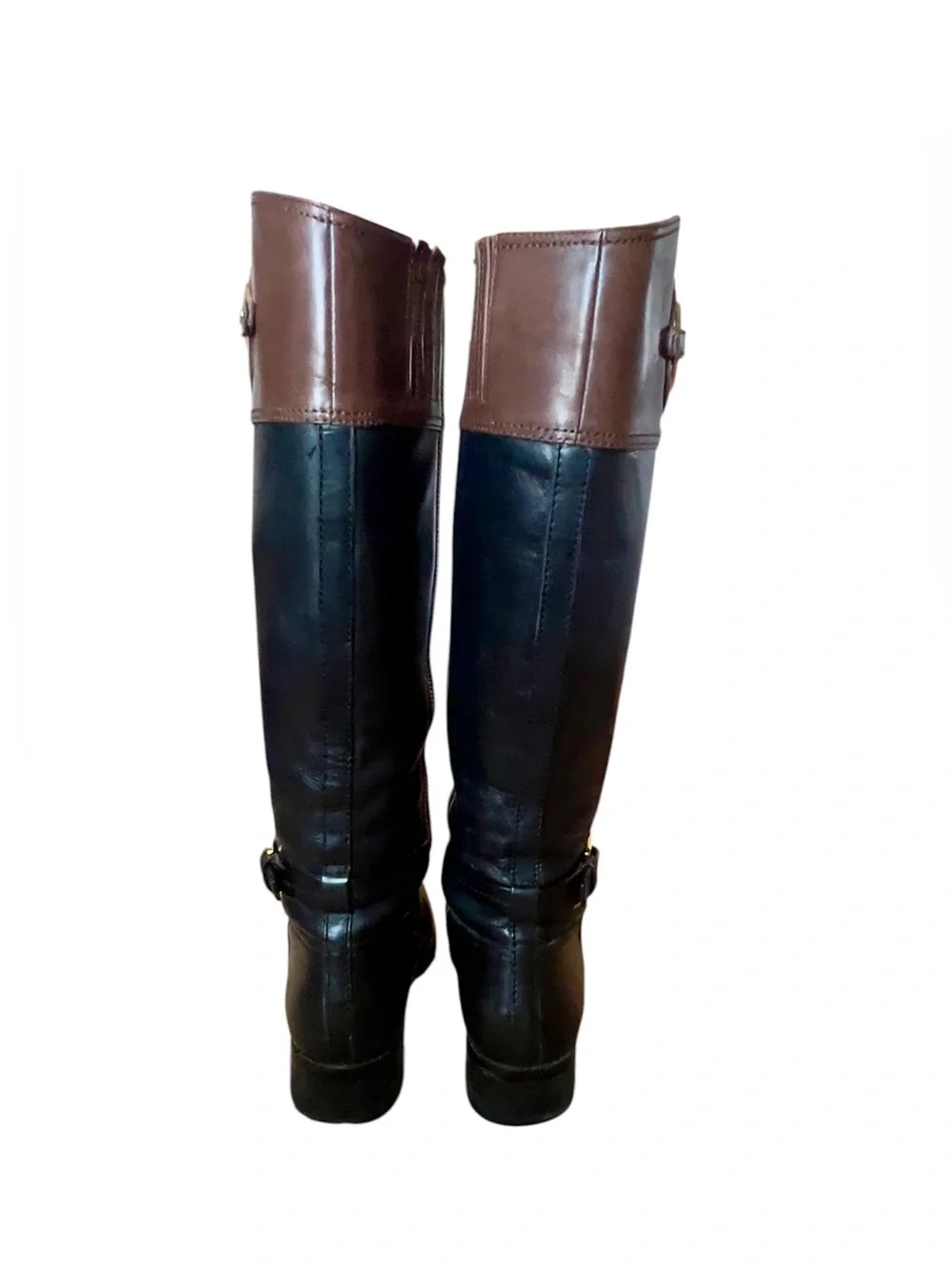 Michael Kors Two-Tone Black and Brown Riding Boots